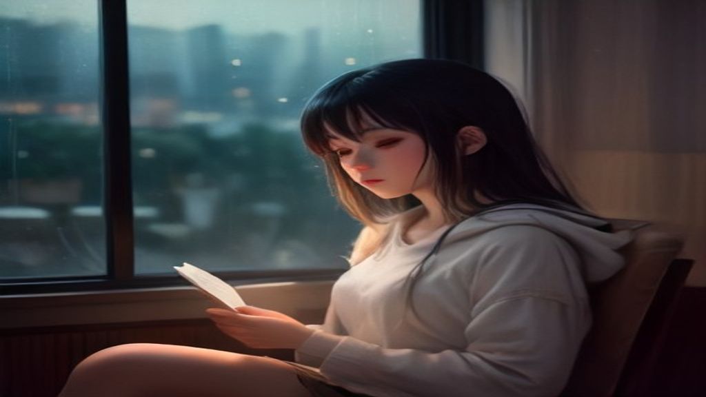 Anime Girl Reading By A Rainy Window, Warm Anime wallpaper