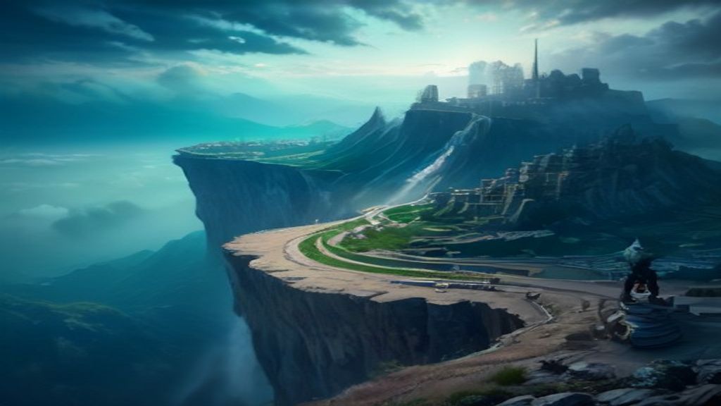 Anime Warrior Overlooking A Giant Fantasy City From Anime wallpaper