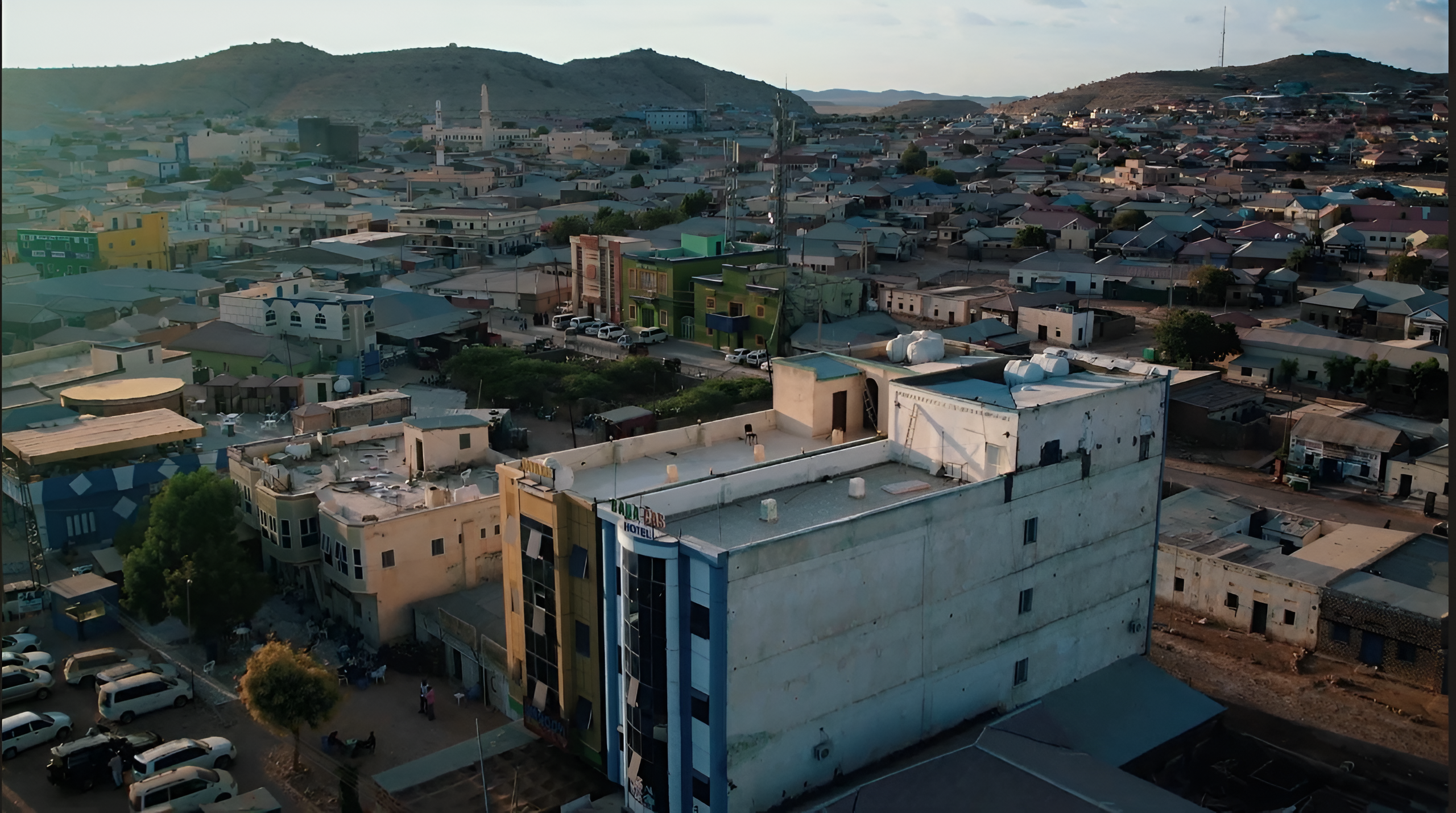 Laascaanood Cityscape at Sunset