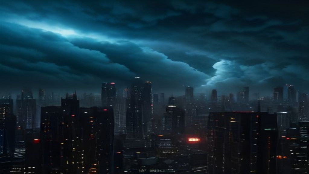 Cyberpunk City Viewed From A High Rooftop, Flying Cyberpunk wallpaper