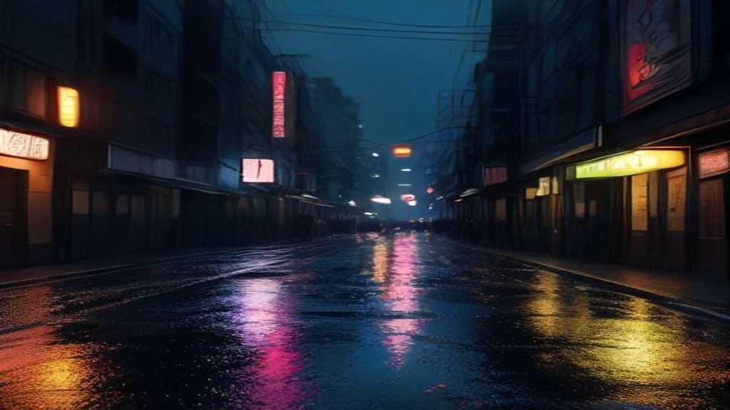 Rain-soaked Cyberpunk Street In Tokyo At Night, Neon Cyberpunk wallpaper