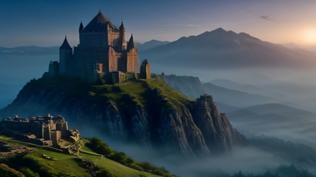 Ancient Dragon Flying Around A Mountain Castle At Fantasy wallpaper
