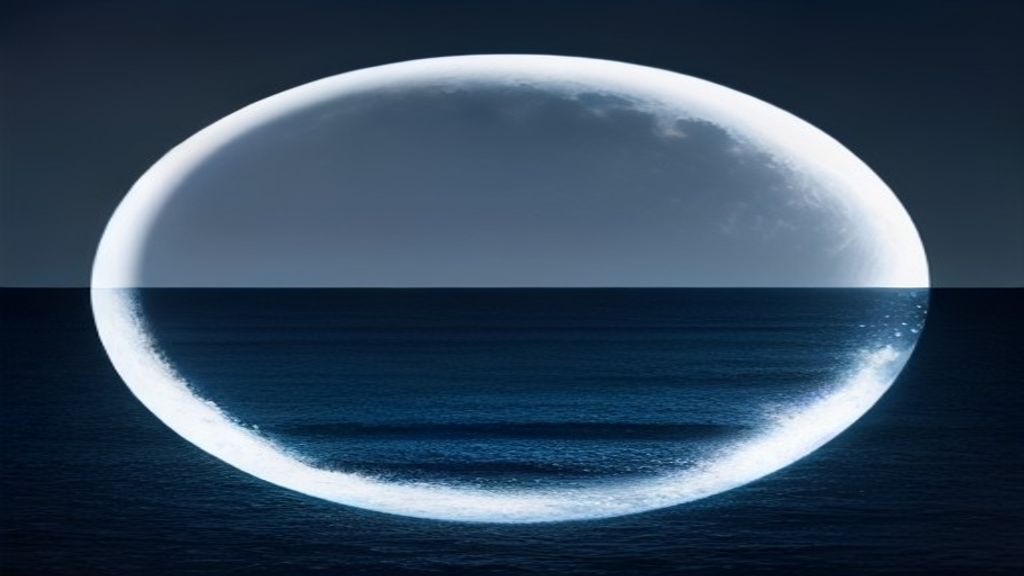 Single White Moon Above Calm Dark-blue Ocean, Minimal Minimal wallpaper