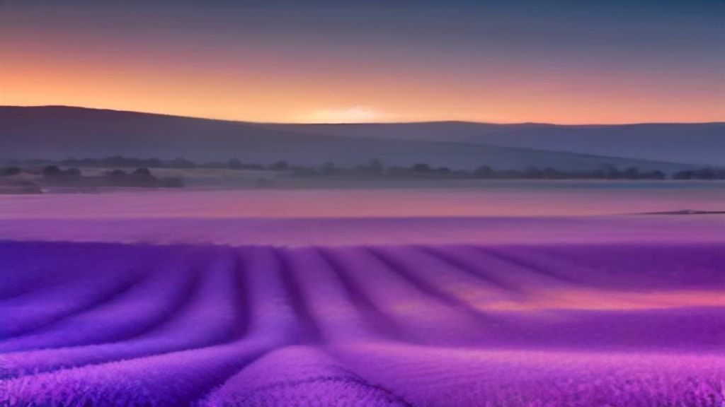 Lavender Fields In Provence At Sunset, Warm Purple
