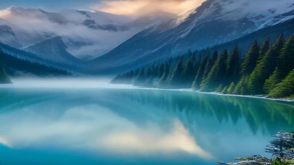 Majestic Alpine Lake At Sunrise, Crystal-clear Turquoise Water