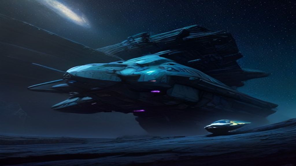 Futuristic Spacecraft Flying Through A Colorful Asteroid Field, Space wallpaper